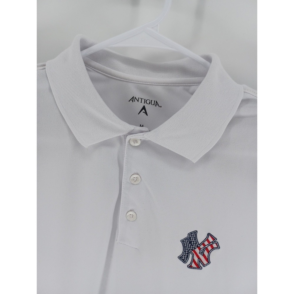 Antigua Mens Meduim Short Sleeve New York Yankees American Flag Polo